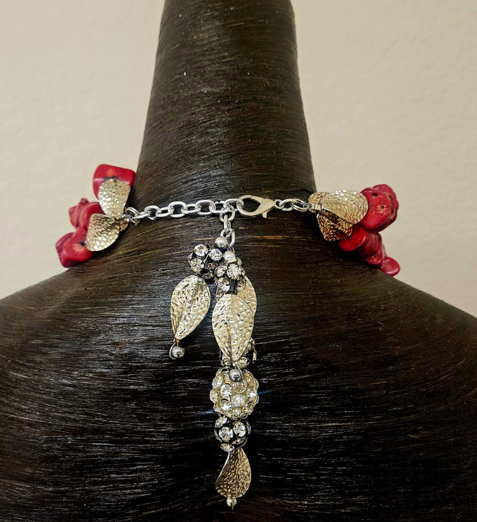 Bold Red Coral Nugget Luxury 3 Strand Necklace - Affluent Socialite