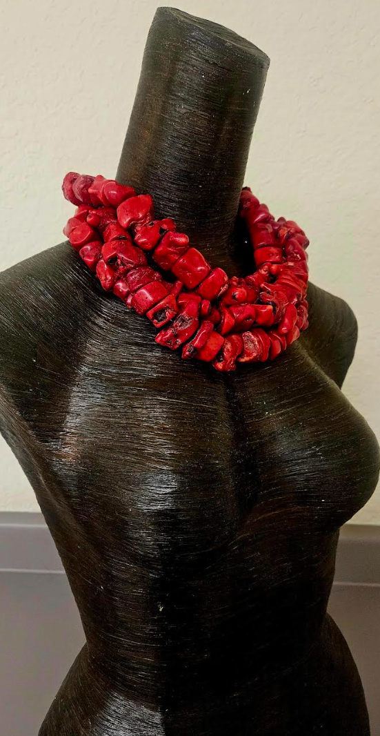 Bold Red Coral Nugget Luxury 3 Strand Necklace - Affluent Socialite