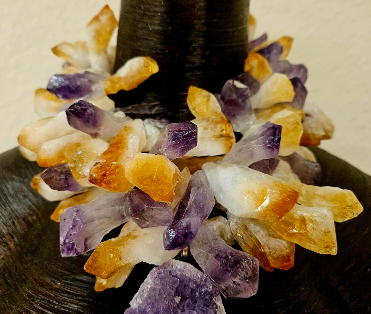 Citrine & Amethyst Geode Power Pendant Necklace - Celestial Beauty