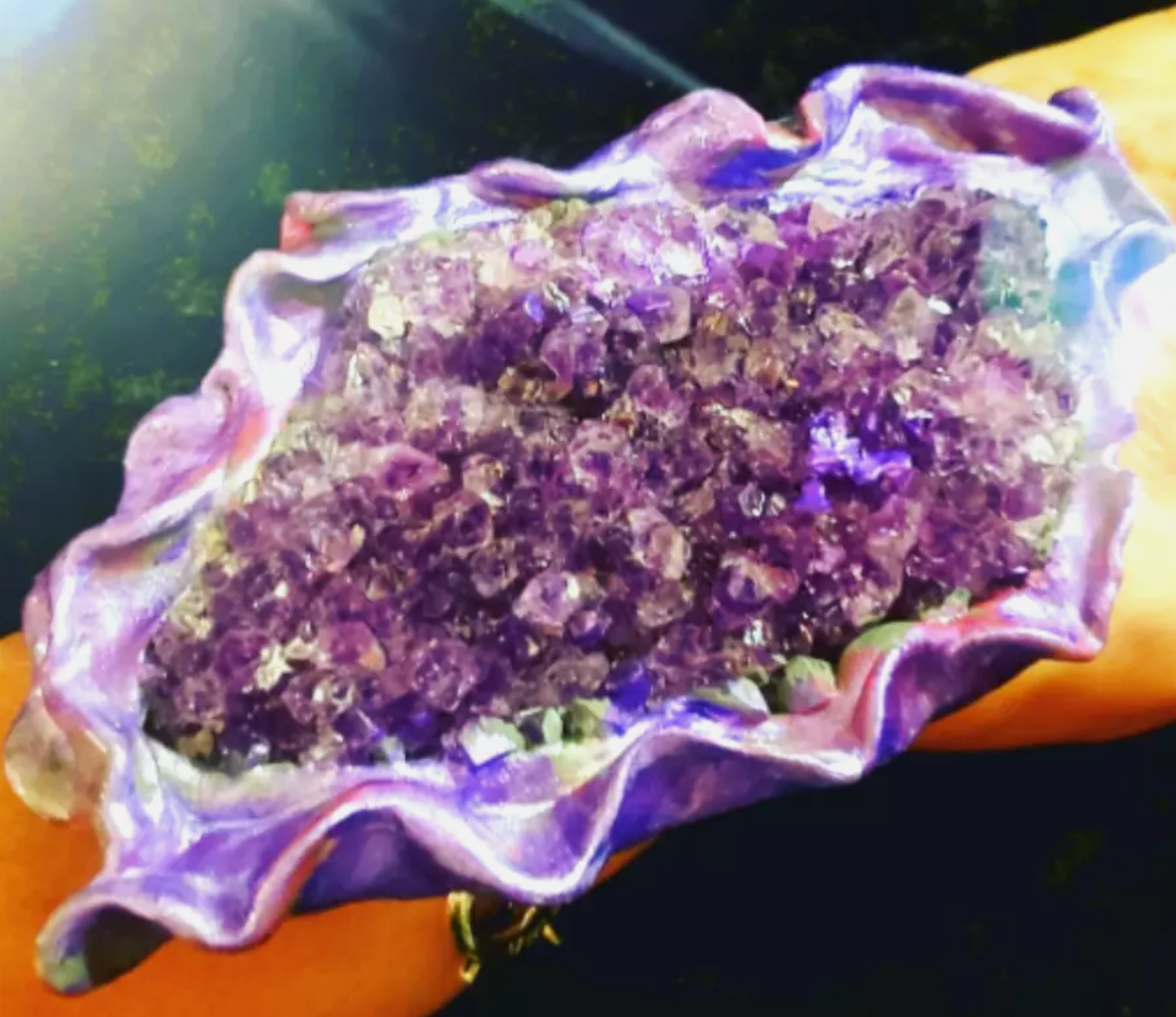 Amethyst Cuff With Chains - Purple Crystal Gemstone Luxury