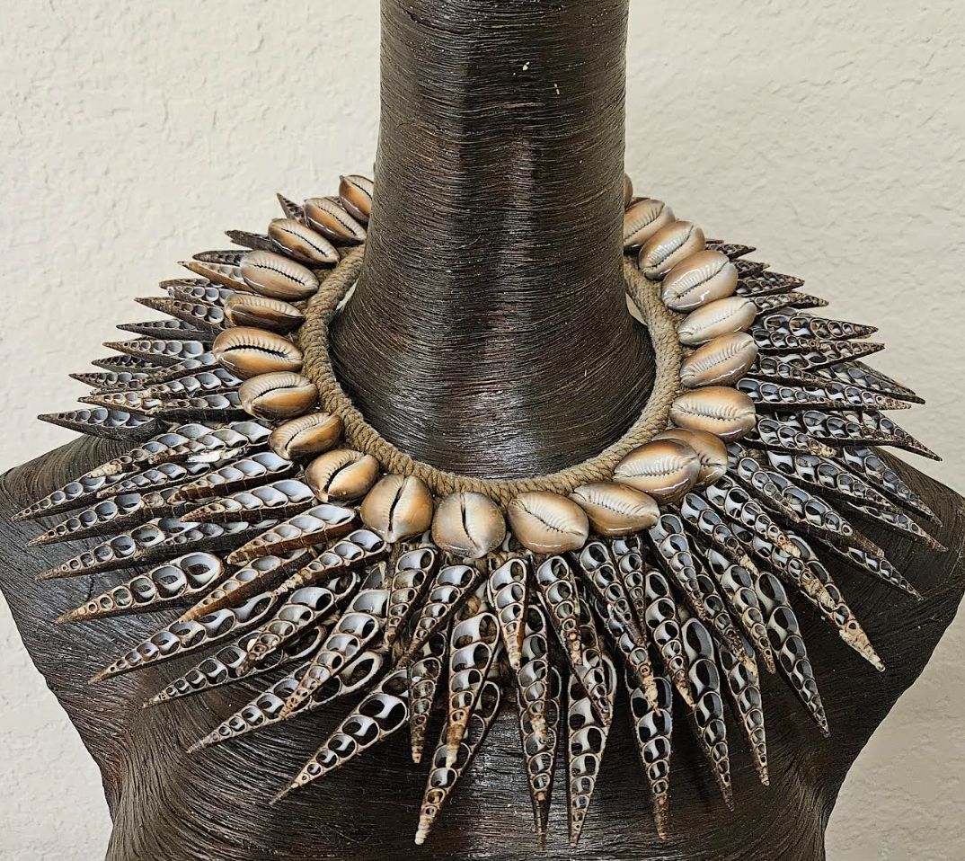 Brown Shell Tribal Luxury Necklace PNG - Braided Rope Cermonial Collar