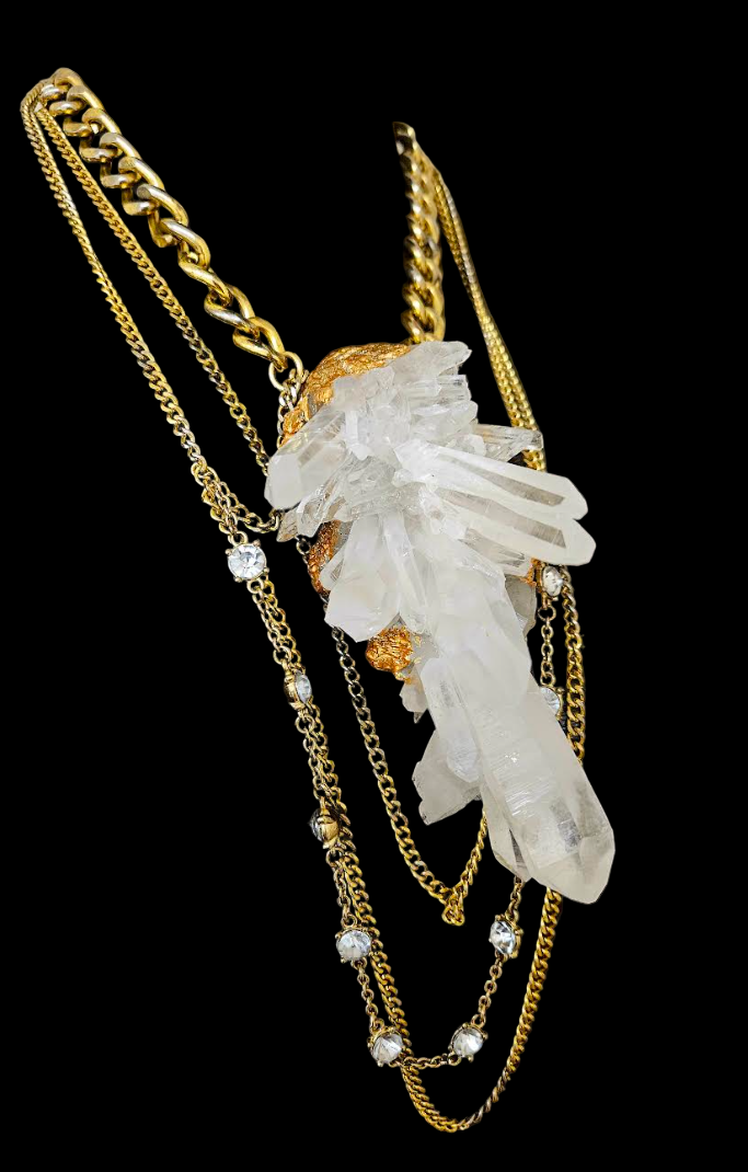Museum Quality Rough Quartz Pendant with Chains - Rock Star Jewelry