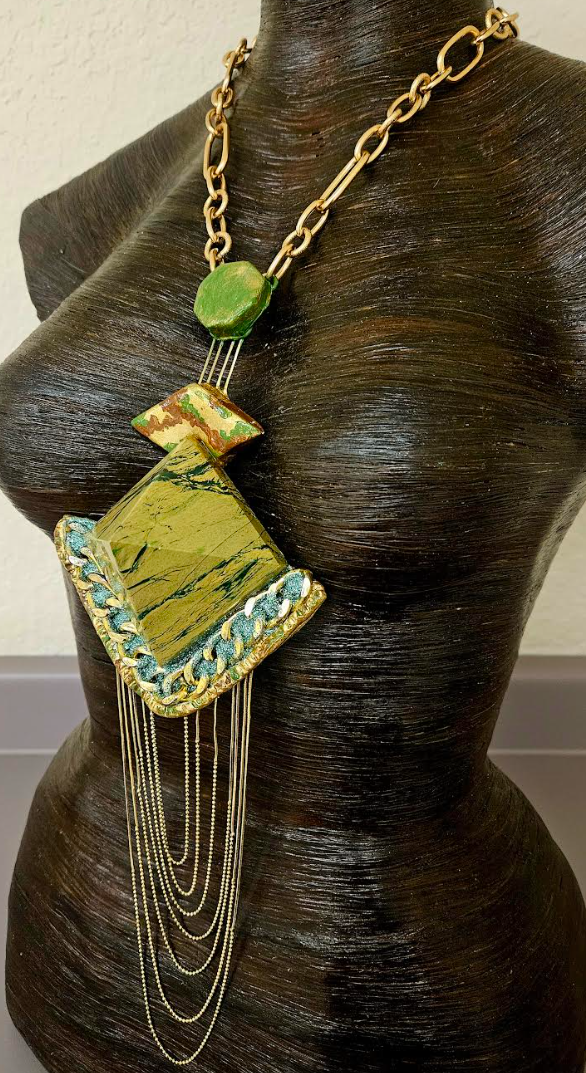 Art Deco Pyramid Chest Piece with Waterfall Chains - Egyptian Queen