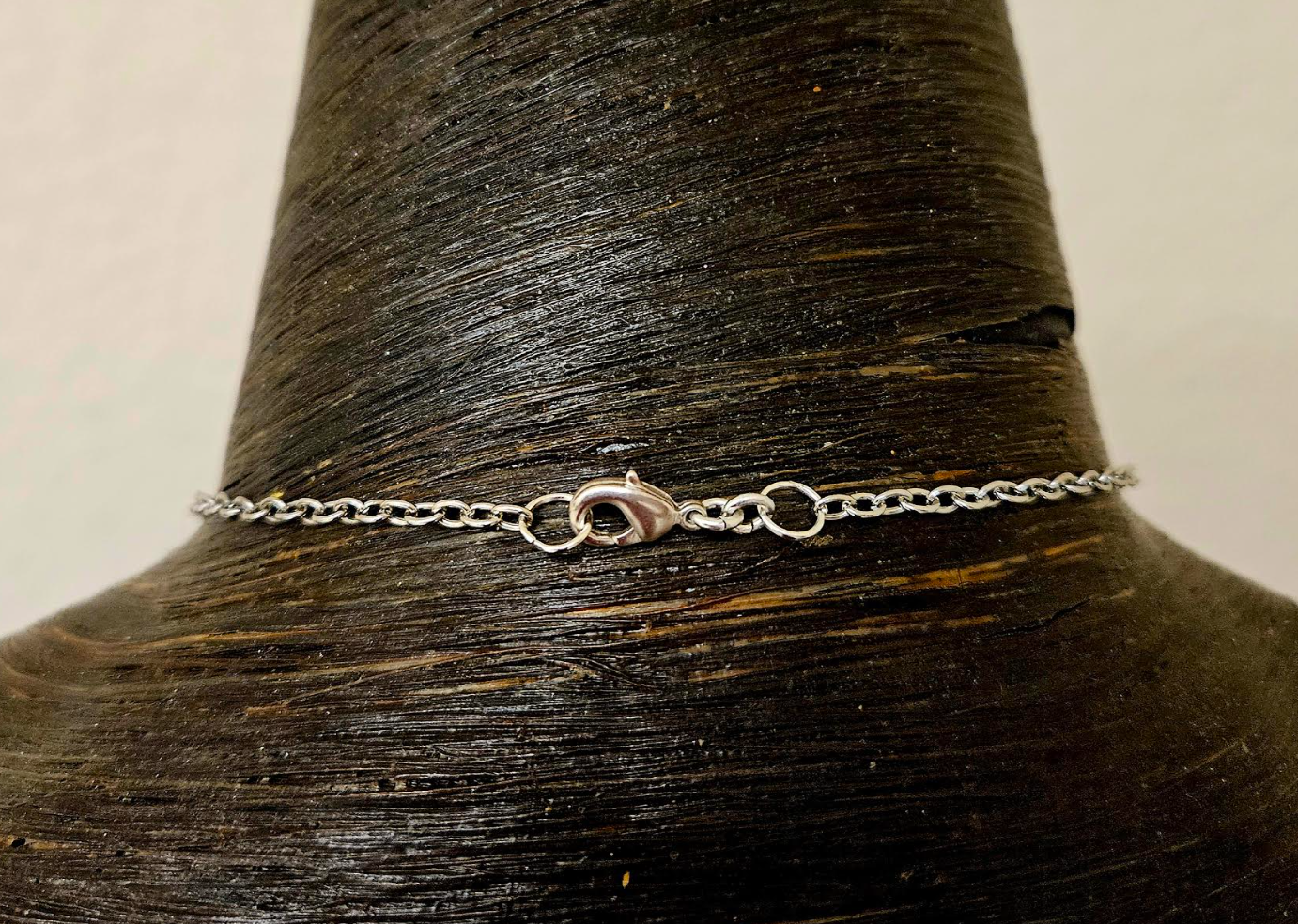 Ruby Zoisite Slab & Rhinestone Pendant - Edgy Gemstone Chain Amulet