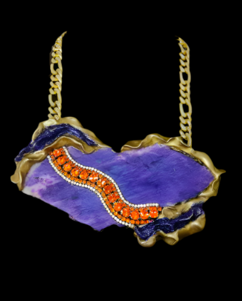 Purple Moonstone Slab Amulet - OOAK Couture Design for Fashion's Elite