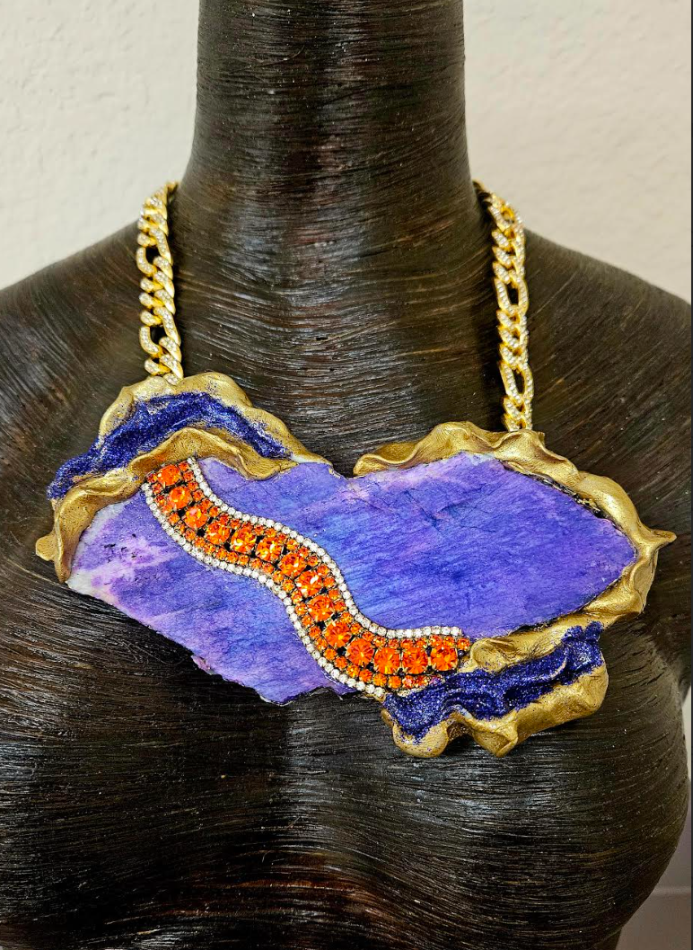 Purple Moonstone Slab Chest Piece - Sculpted OOAK Couture