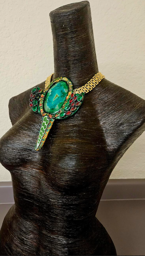 Exclusive Artisan Green Agate & Glass Chest Piece - Artists Choice