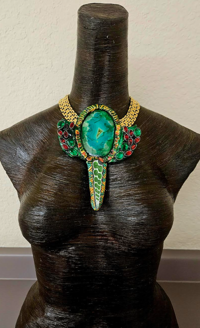 Exclusive Artisan Green Agate & Glass Chest Piece - Artists Choice