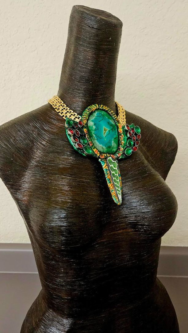 Exclusive Artisan Green Agate & Glass Chest Piece - Artists Choice
