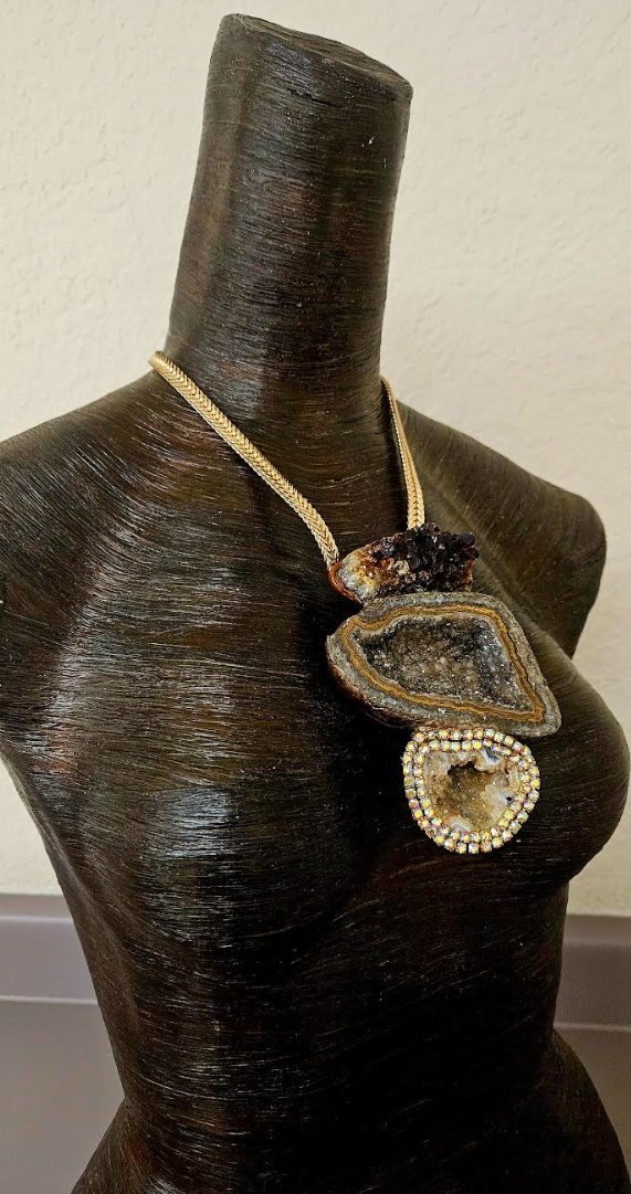 Earthy Mixed Gemstone Sculpted Unisex Gemstone Talisman - Fall Fashion