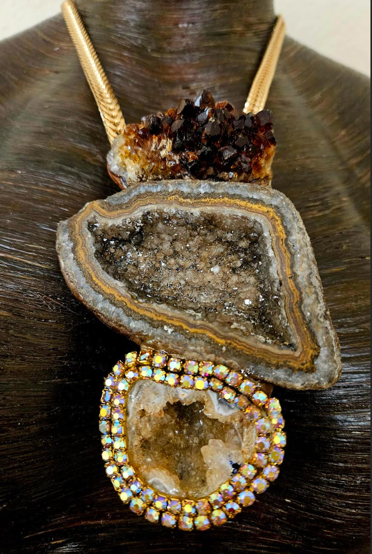 Earthy Mixed Gemstone Sculpted Unisex Gemstone Talisman - Fall Fashion
