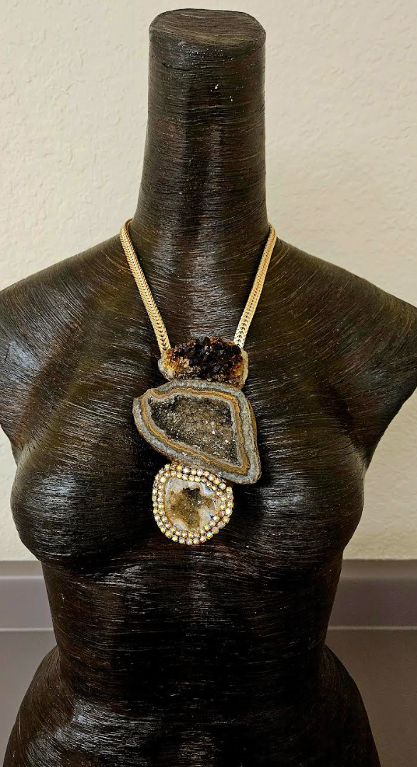 Earthy Mixed Gemstone Sculpted Unisex Gemstone Talisman - Fall Fashion