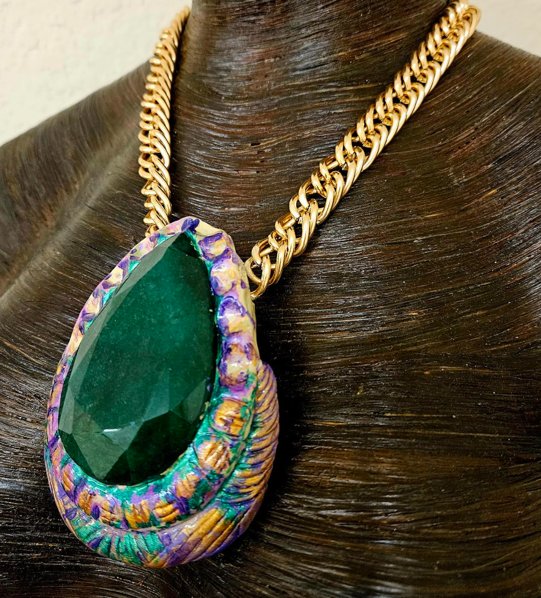 Opulent Hand Sculpted Huge Emerald Pendant - Museum Quality Collectors