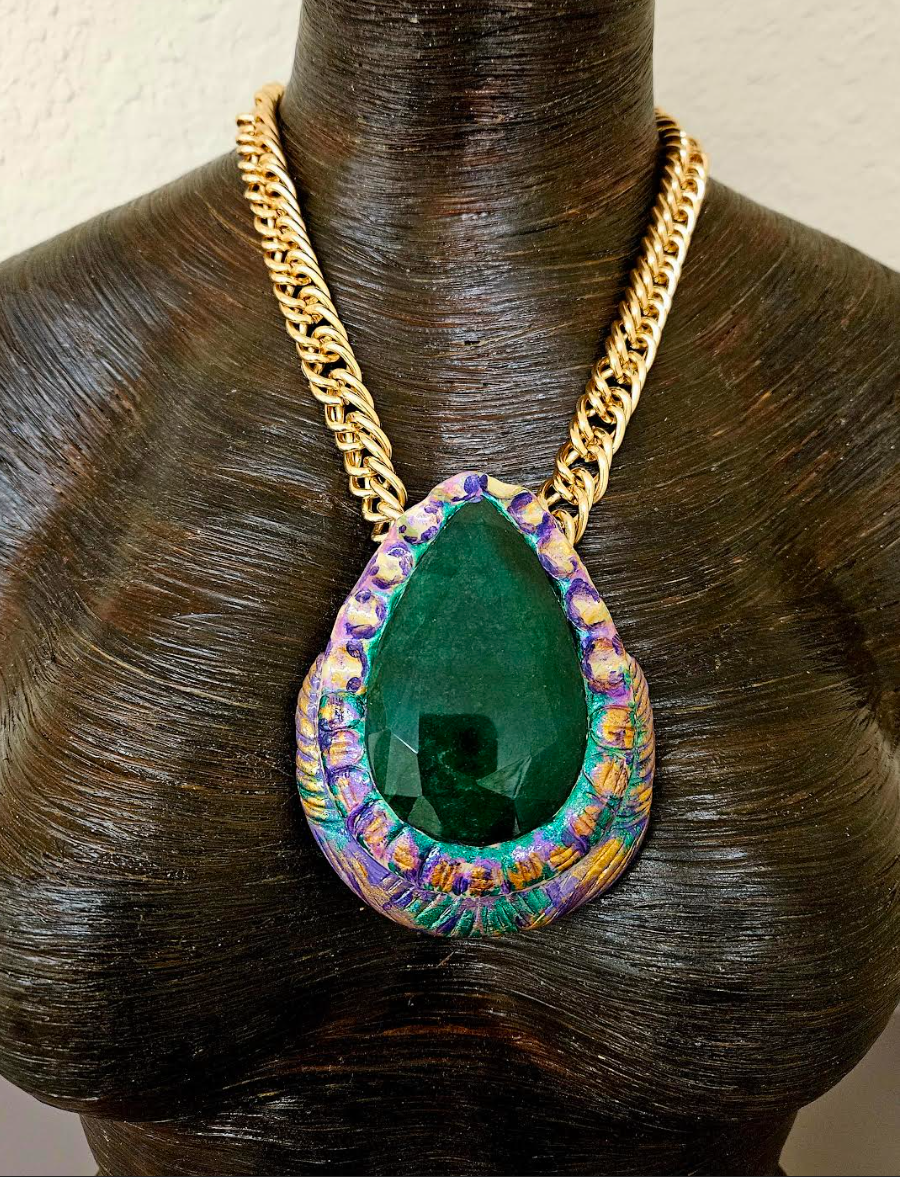 Opulent Hand Sculpted Huge Emerald Pendant - Museum Quality Collectors