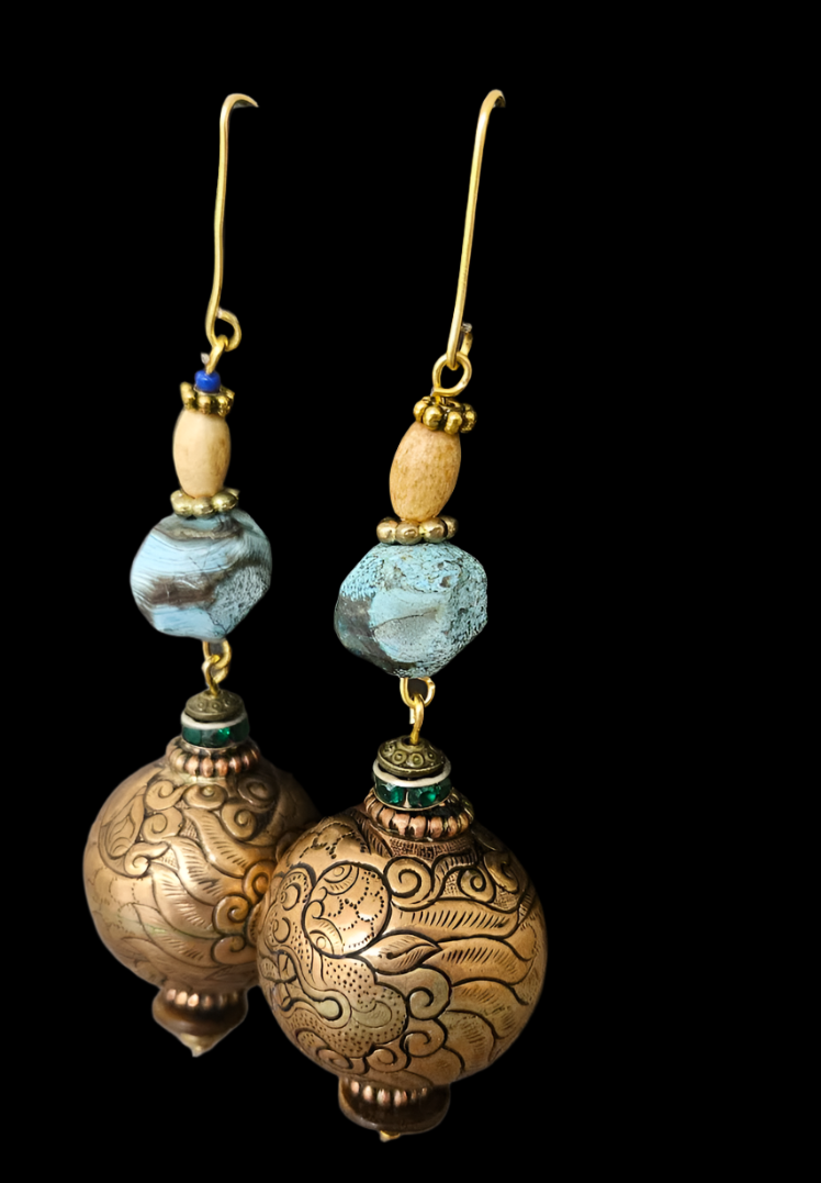 Brown & Blue Ocean Jasper Beaded Luxury Necklace - OOAK Business Couture