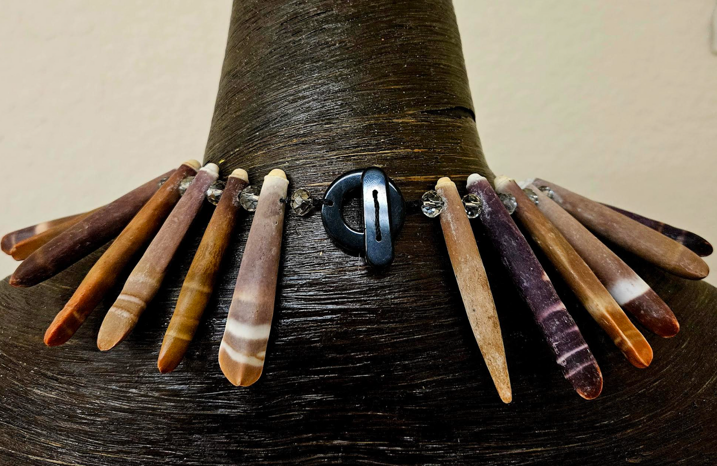 Earth Tone Sea Urchin Spine & Faceted Crystal Bib - Beach Photoshoot