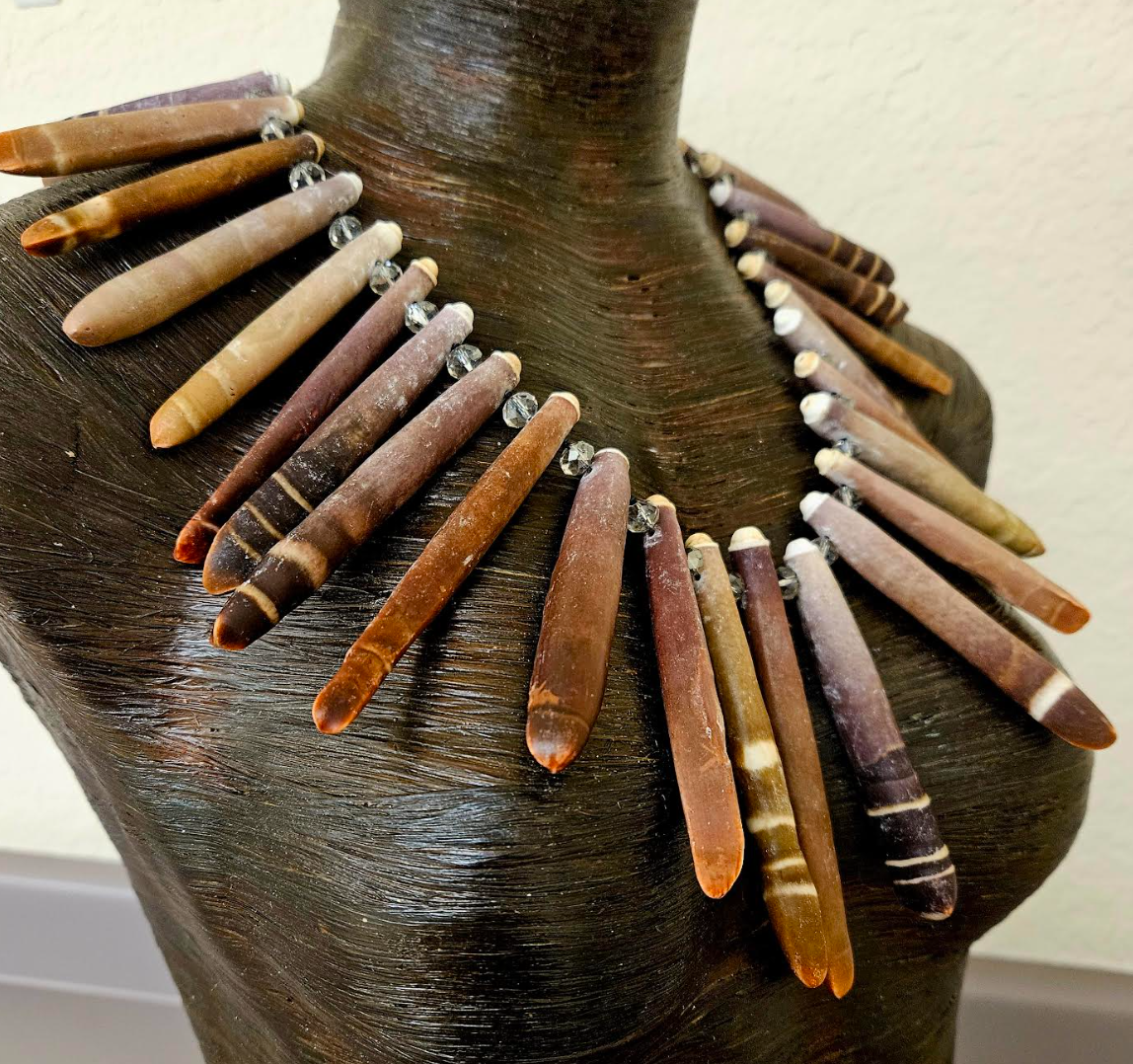 Earth Tone Sea Urchin Spine & Faceted Crystal Bib - Beach Photoshoot
