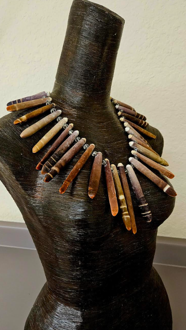 Earth Tone Sea Urchin Spine & Faceted Crystal Bib - Beach Photoshoot