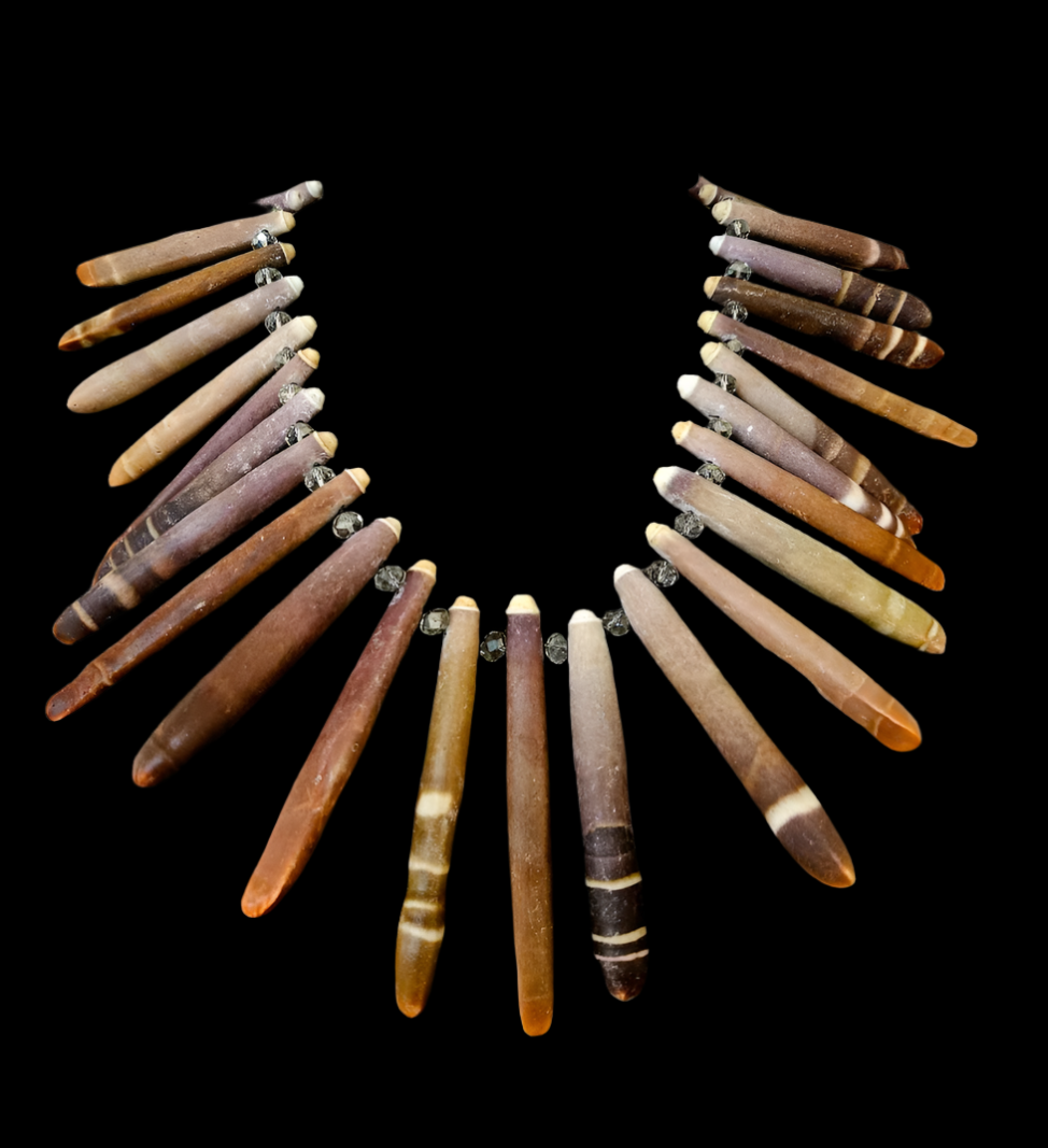 Earth Tone Sea Urchin Spine & Faceted Crystal Bib - Beach Photoshoot