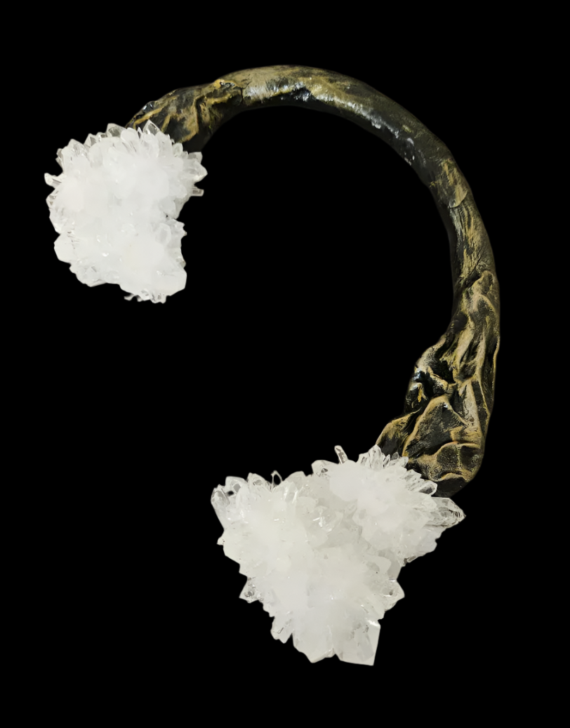Rough Quartz Luxe Sculpted Torc - Unisex Jewelry for Black Tie Galas