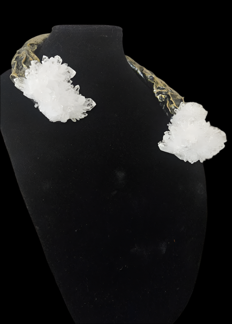 Rough Quartz Luxe Sculpted Torc - Unisex Jewelry for Black Tie Galas