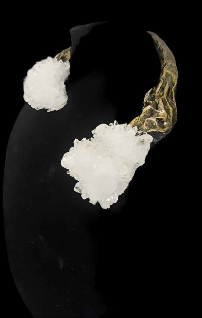 Rough Quartz Luxe Sculpted Torc - Unisex Jewelry for Black Tie Galas