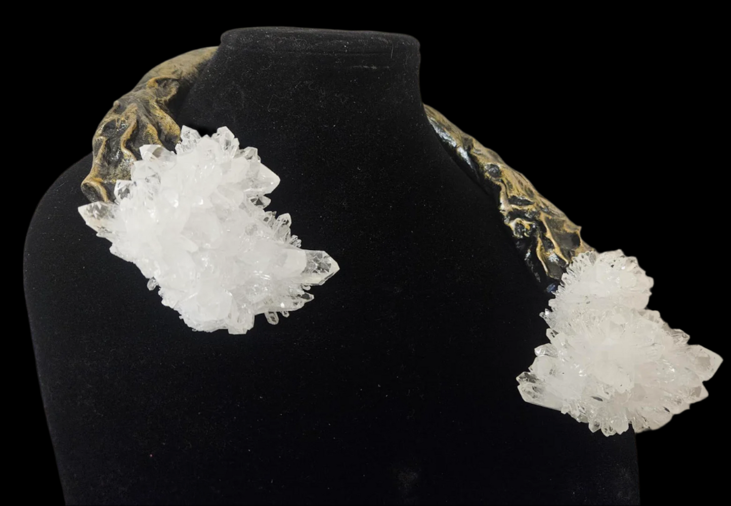 Rough Quartz Luxe Sculpted Torc - Unisex Jewelry for Black Tie Galas