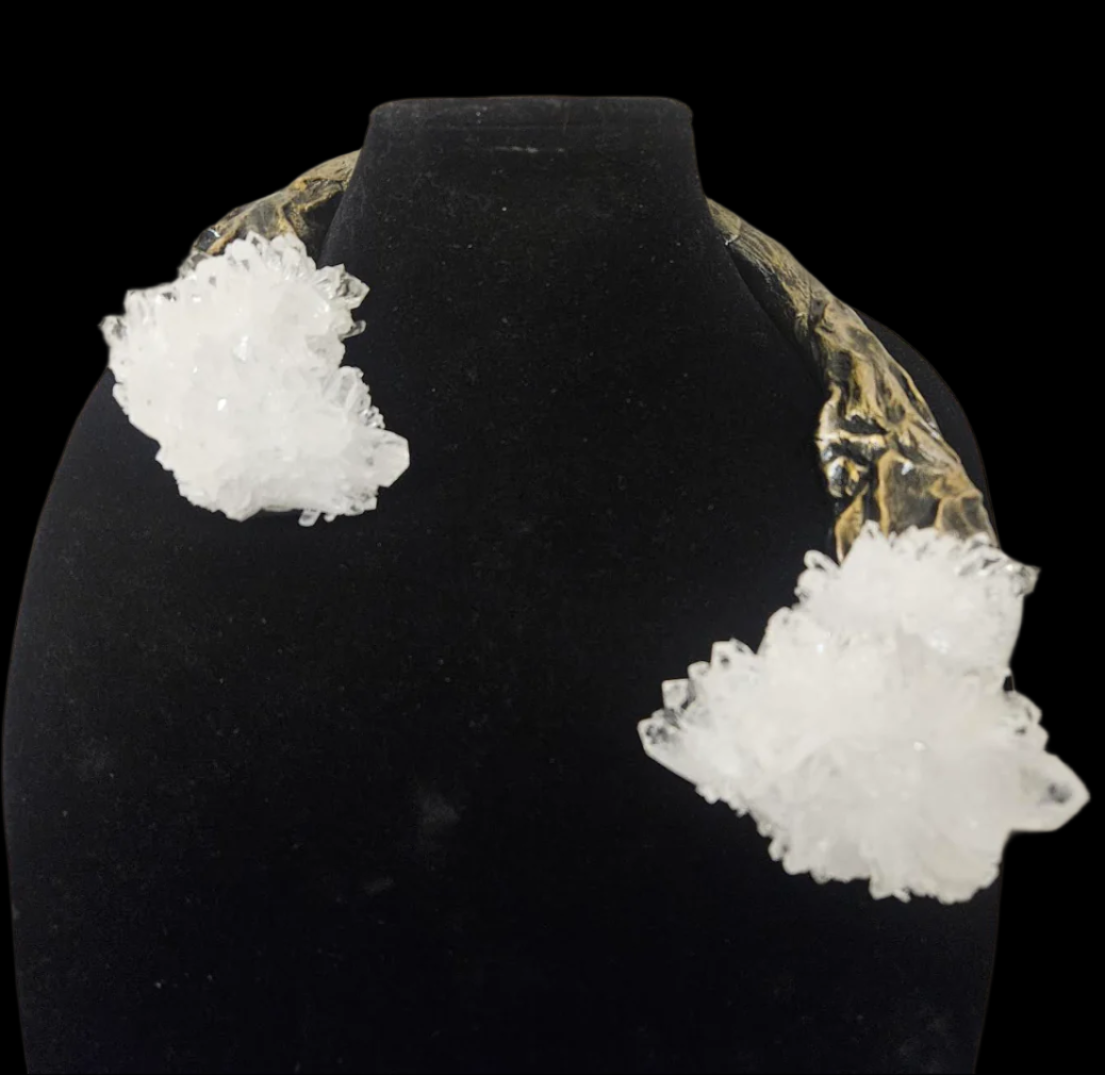 Rough Quartz Luxe Sculpted Torc - Unisex Jewelry for Black Tie Galas