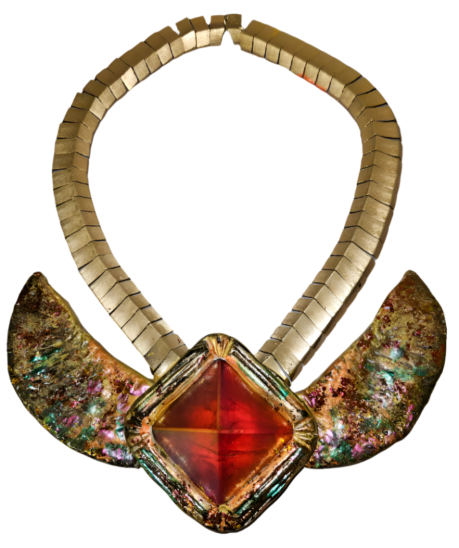 Egyptian Revival Red Aura Quartz Pyramid Necklace - Queen Cleopatra
