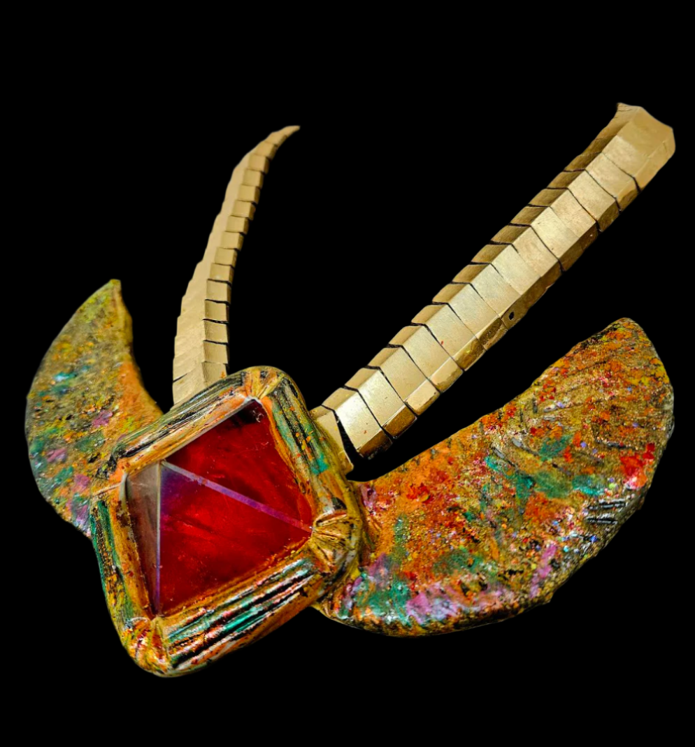 Egyptian Revival Red Aura Quartz Pyramid Necklace - Queen Cleopatra