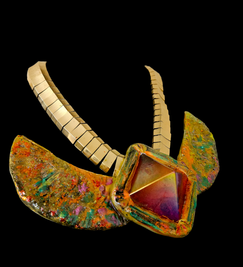 Egyptian Revival Red Aura Quartz Pyramid Necklace - Queen Cleopatra
