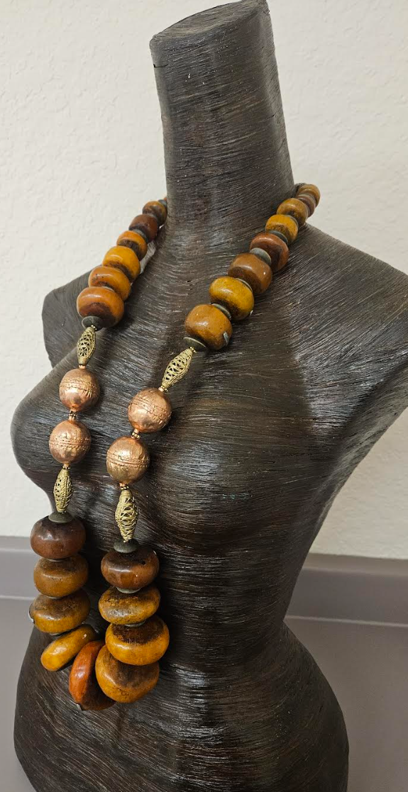 African Tribal Beaded Statement Luxury Necklace Rope - High End Ethnic