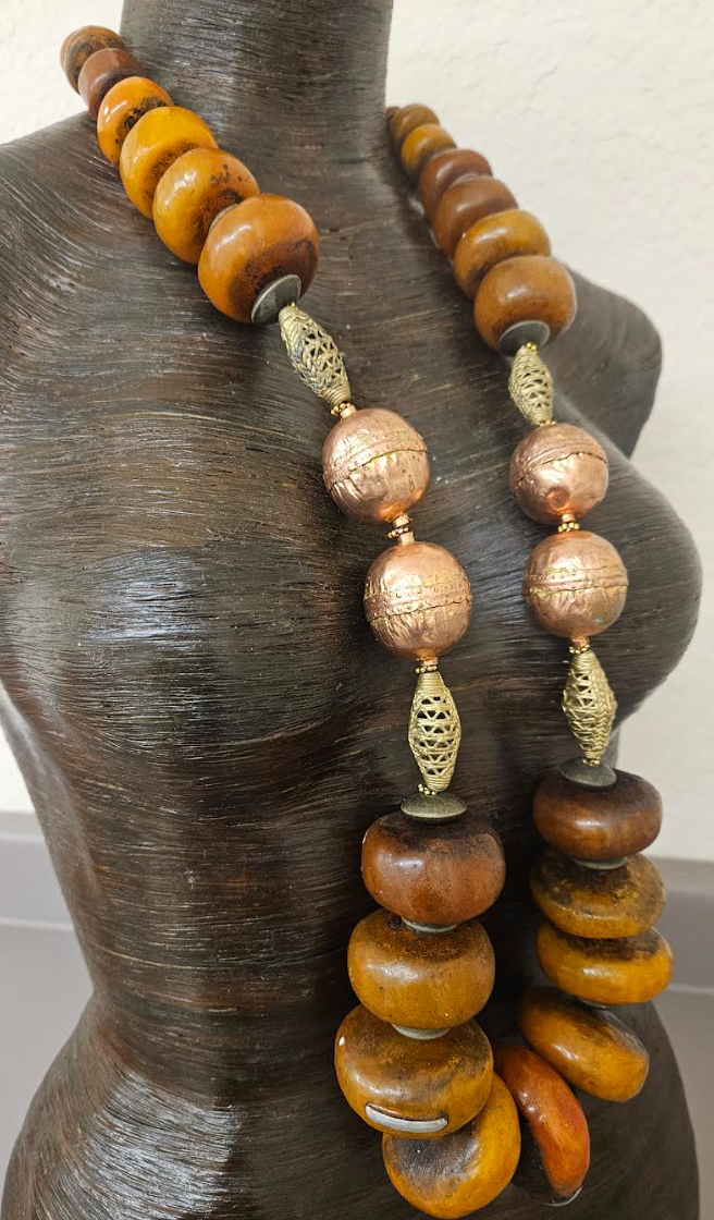 African Tribal Beaded Statement Luxury Necklace Rope - High End Ethnic
