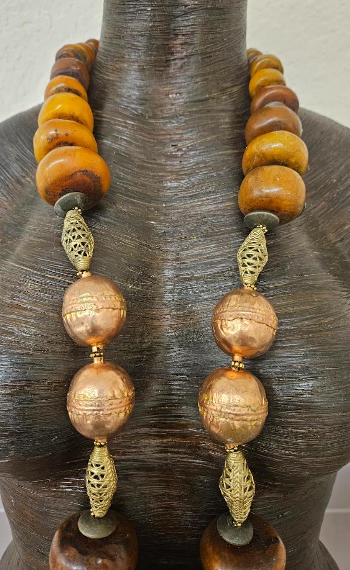 African Tribal Beaded Statement Luxury Necklace Rope - High End Ethnic