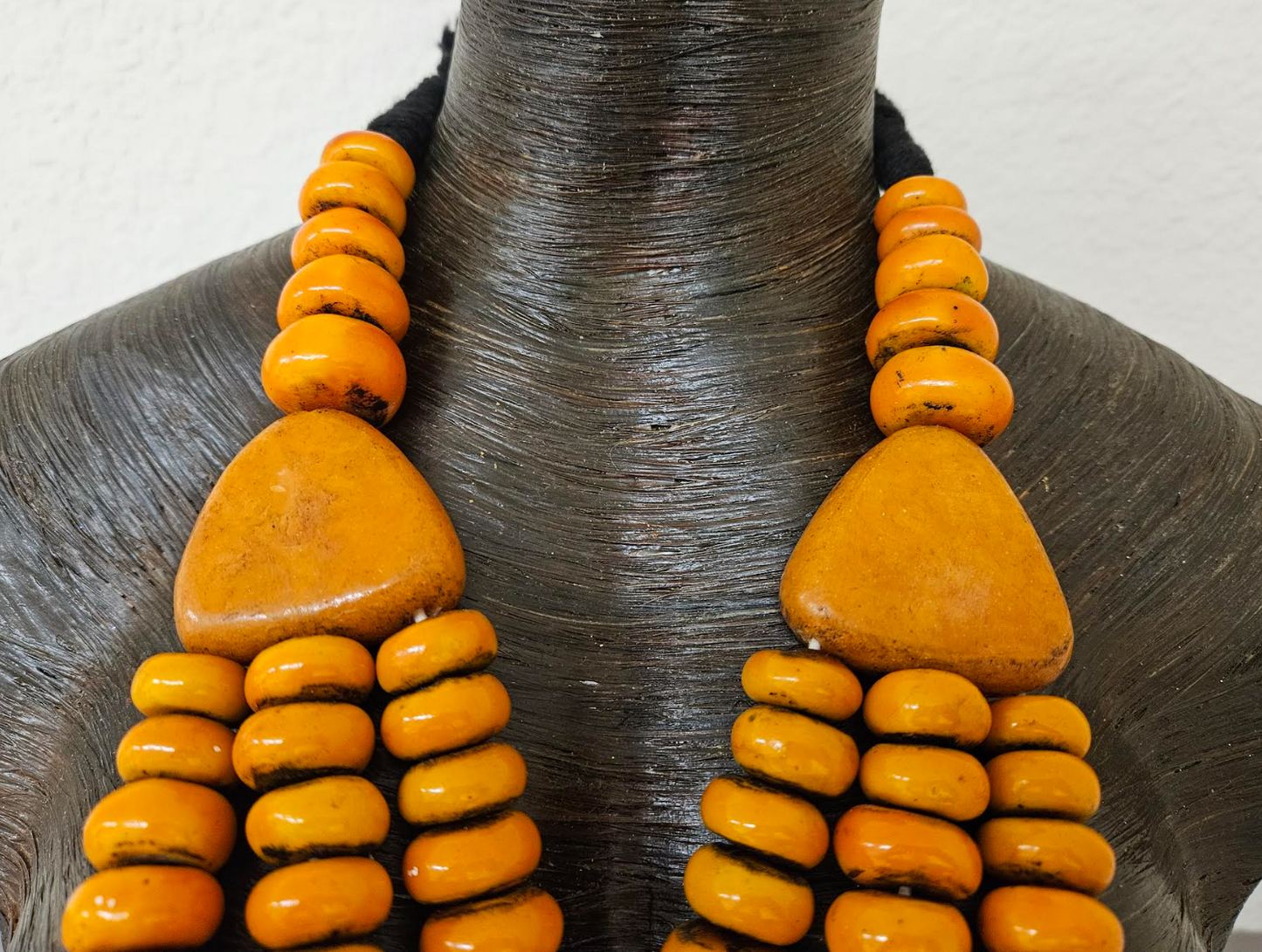 Triple Strand Moroccan Resin Tribal Beaded Chest Piece - African