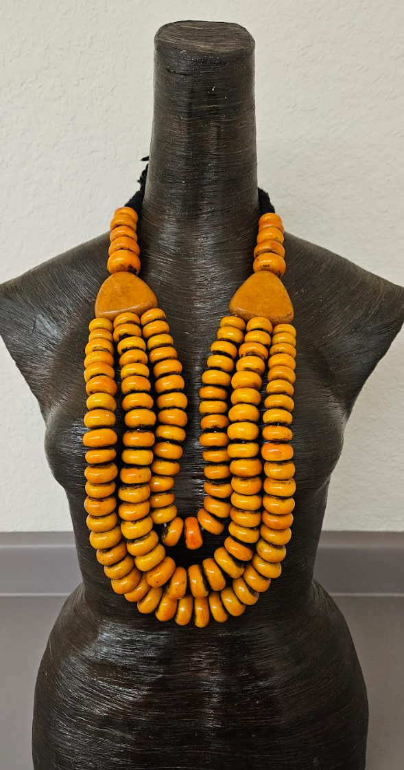 Triple Strand Moroccan Resin Tribal Beaded Chest Piece - African