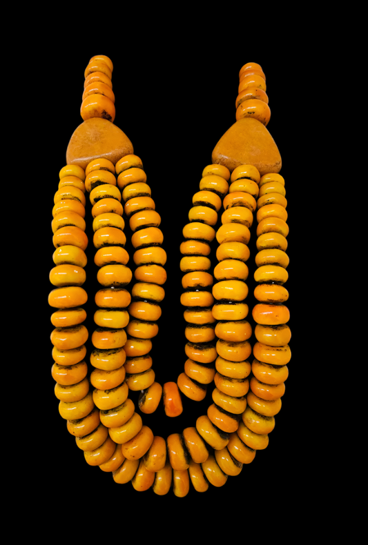 Triple Strand Moroccan Resin Tribal Beaded Chest Piece - African