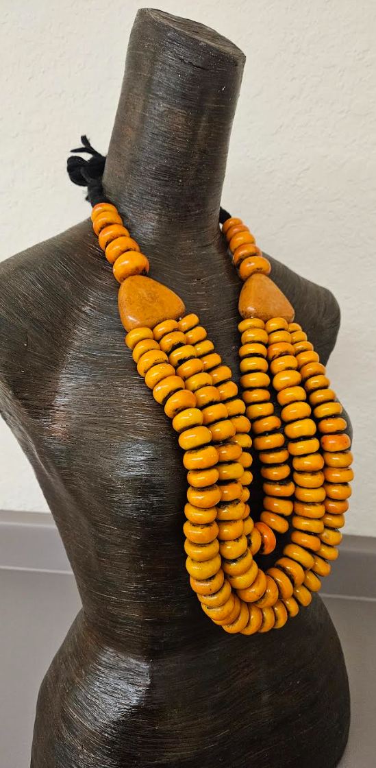 Triple Strand Moroccan Resin Tribal Beaded Chest Piece - African