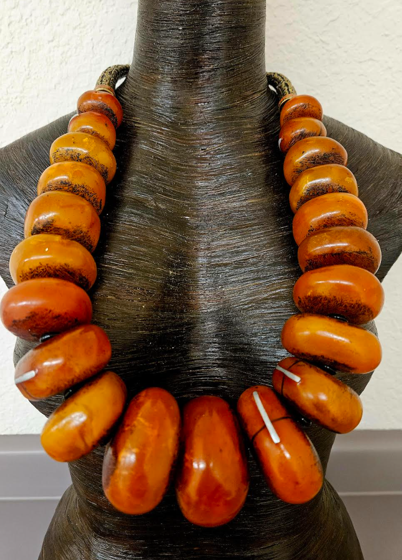 Huge Moroccan Resin Beaded Tribal Ethnic Bib Necklace - Unisex Design