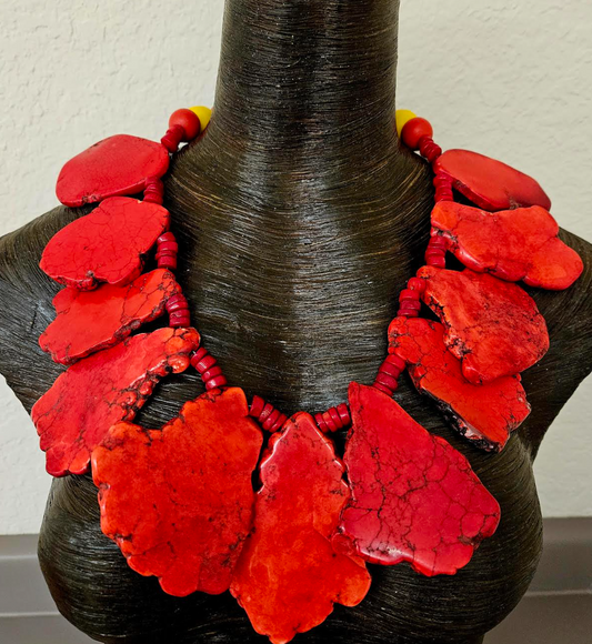 Red Sea Sediment Slice Bib Necklace - Luxury Oversized Slab Collar