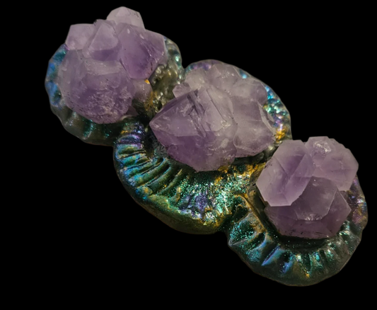 Bold Sculpted Two Finger Rough Amethyst Statement Ring - Avant Garde