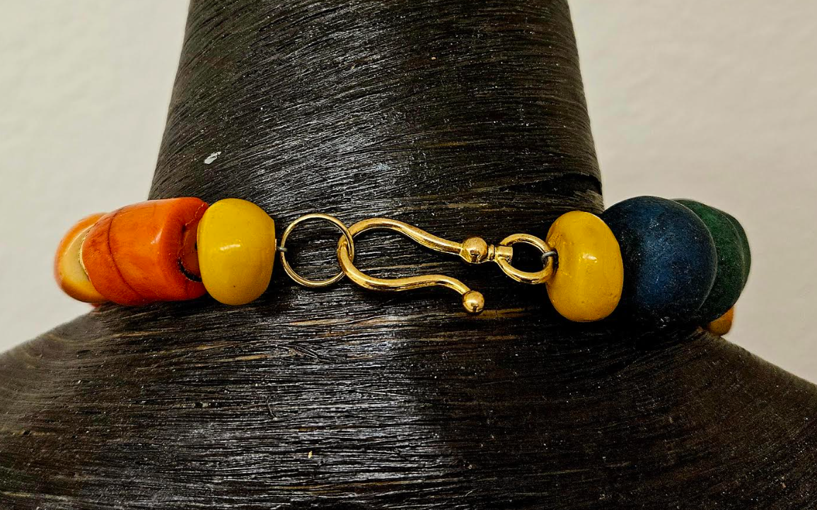 Coral & Glass Beaded Oversized Choker - Chunky Bold Dramatic