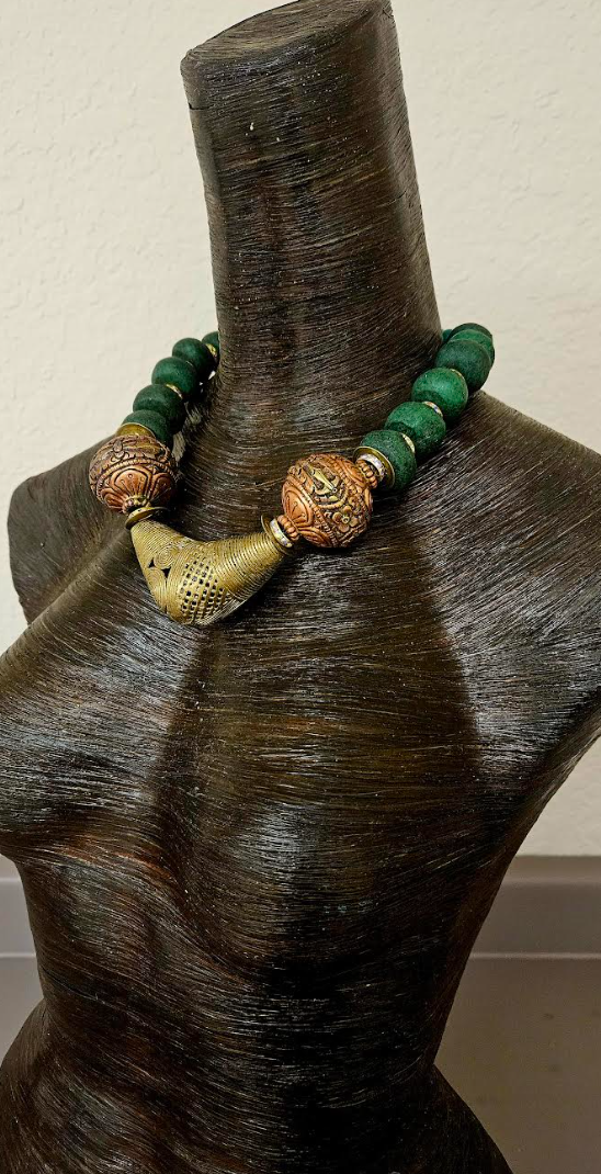 Unisex Style African & Tibetan Beaded Statement Necklace - Bold Chunky