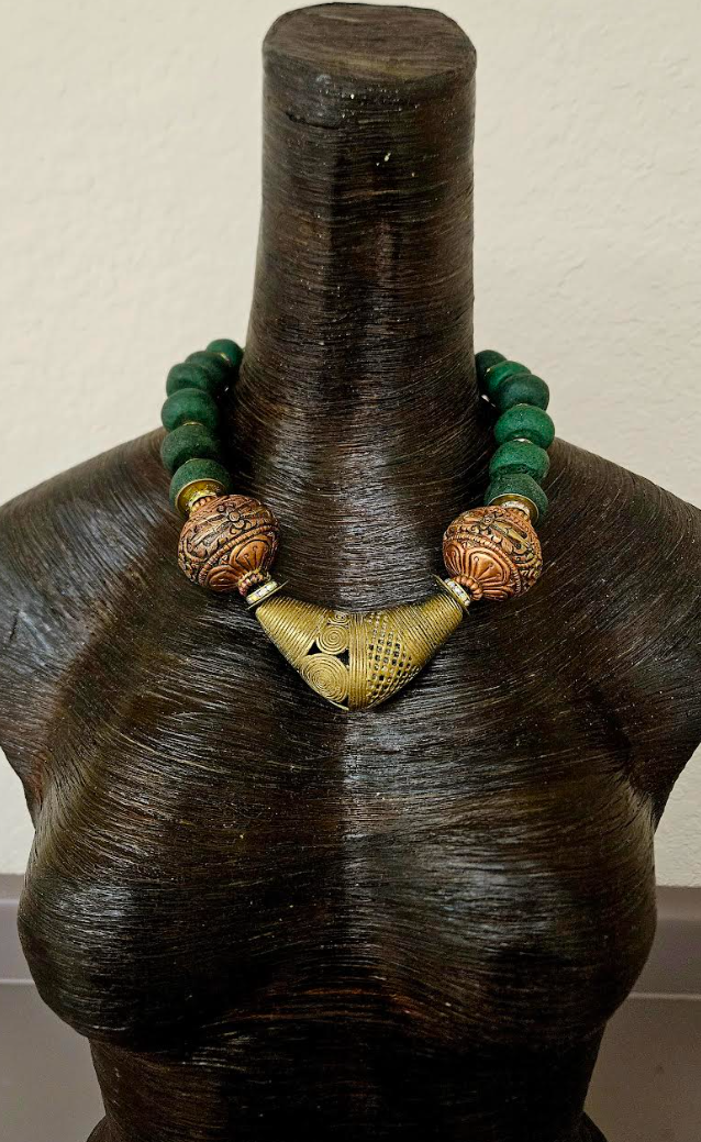 Unisex Style African & Tibetan Beaded Statement Necklace - Bold Chunky