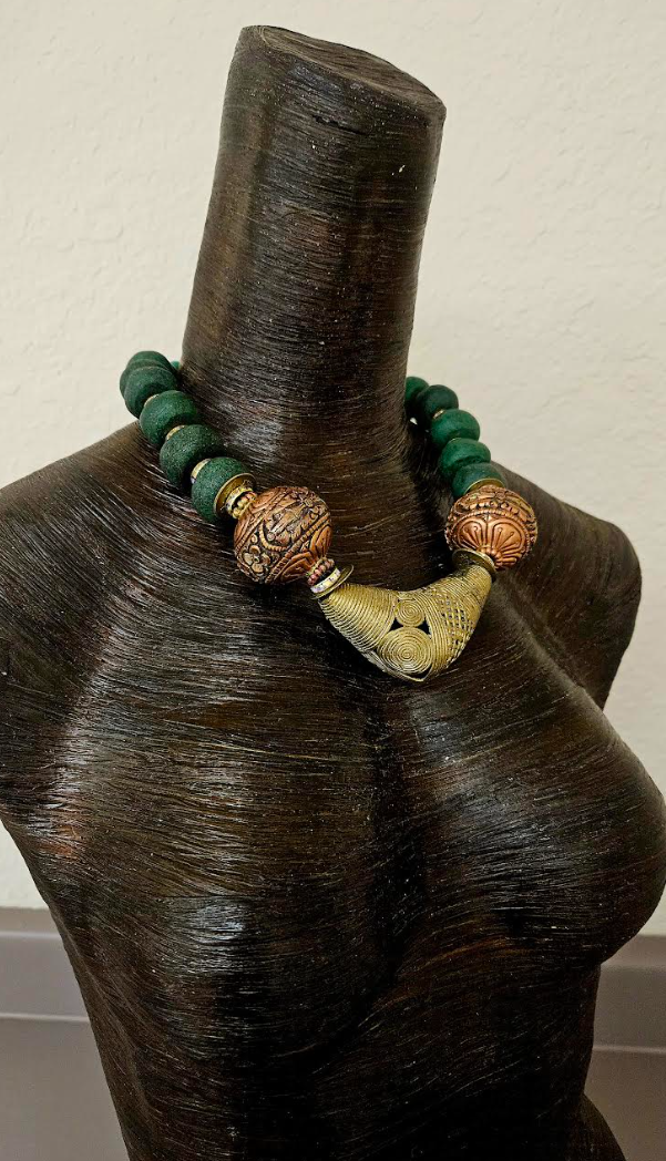 Unisex Style African & Tibetan Beaded Statement Necklace - Bold Chunky