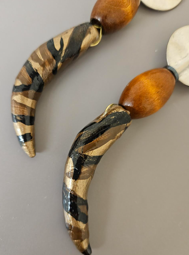 Earth Tone Shoulder Duster Pierced Earrings - African Inspired Design