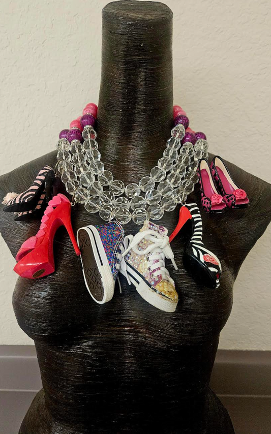 Wild Sneaker & Stiletto Shoe Statement Necklace - Editor Photoshoot