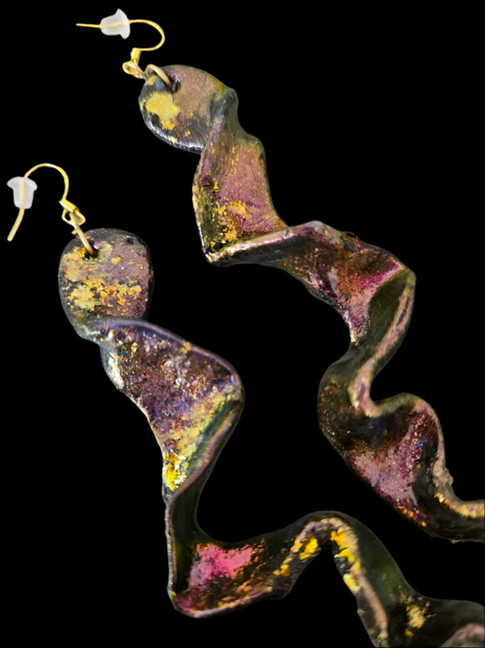 Hand Sculpted Organic Shoulder Duster Earrings - OOAK Architectural