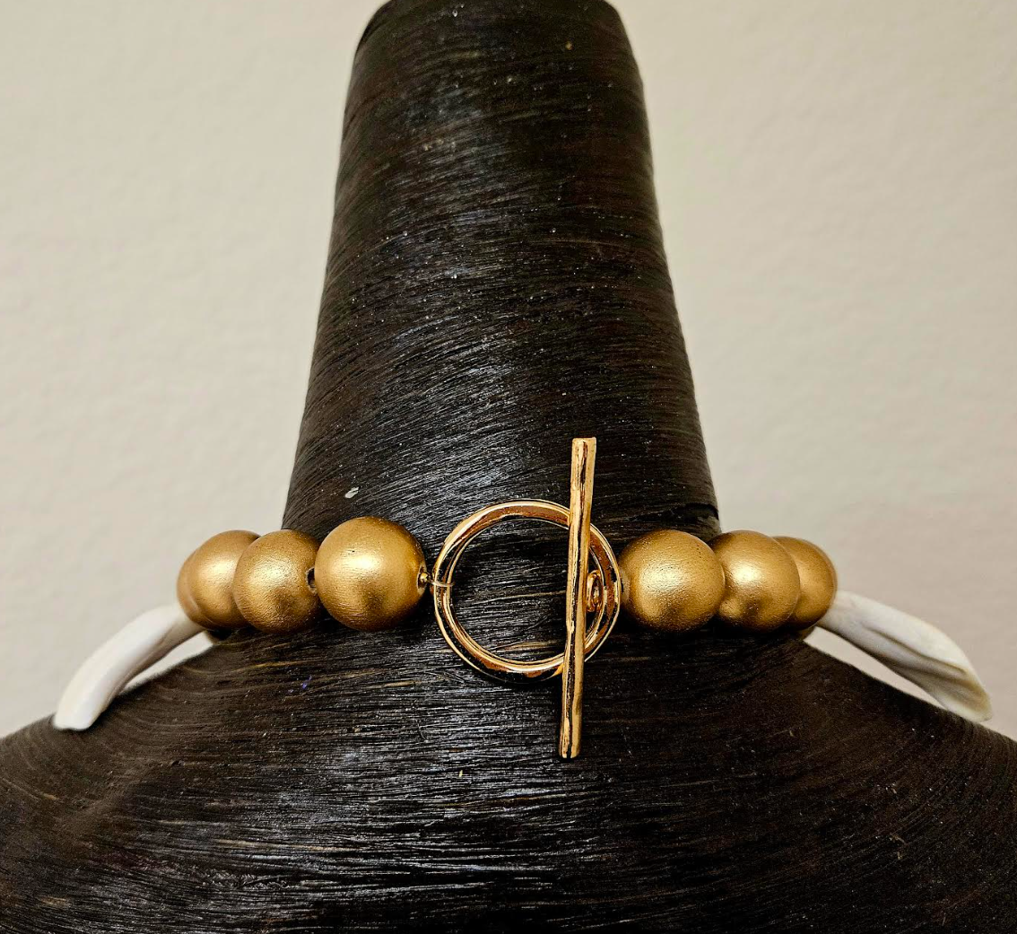 Antler Bone Teeth & Wood Exotic Ethnic Unisex Chest Piece - Warrior