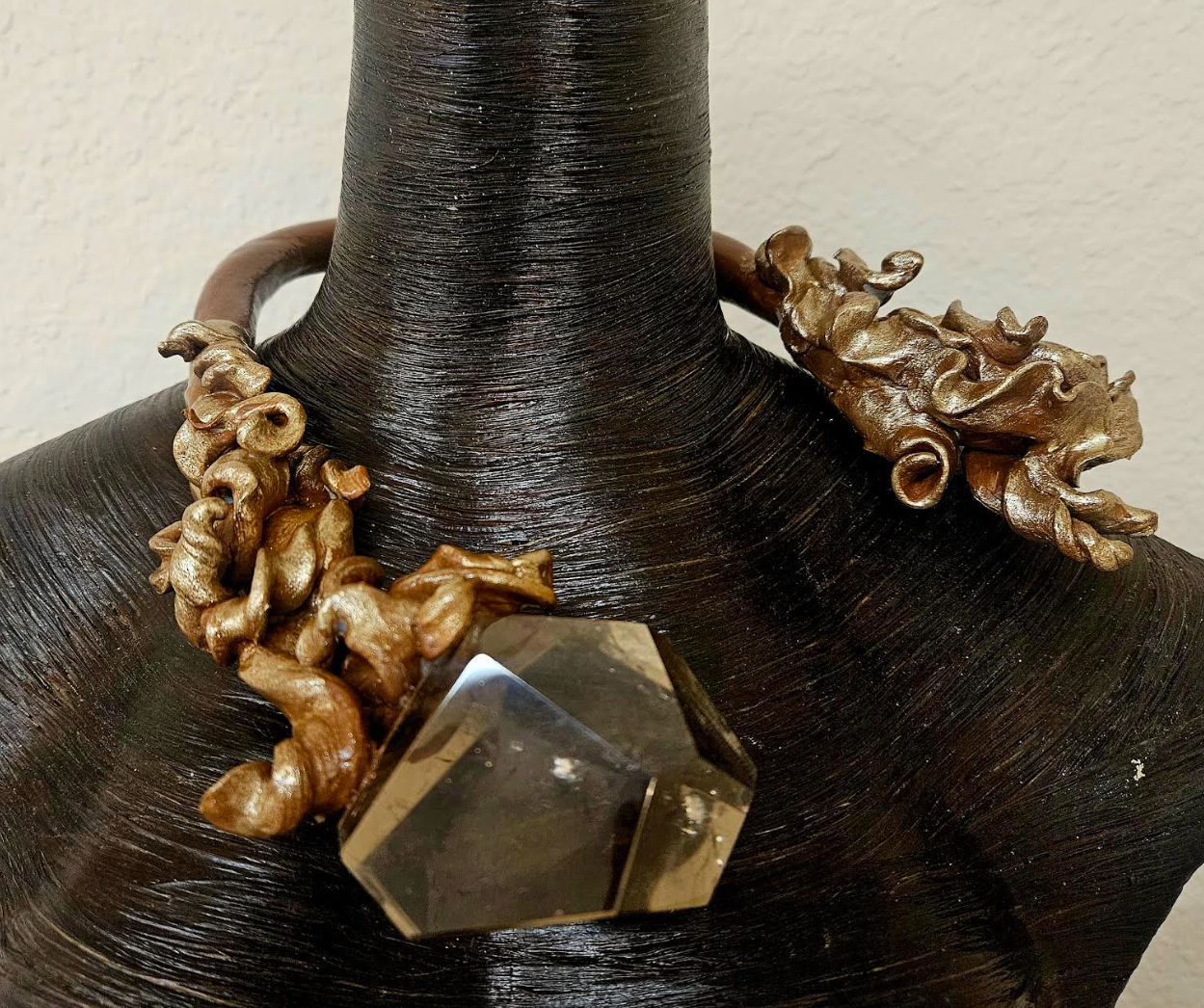 Faceted Smoky Quartz Sculpted Torc - Haute Couture OOAK